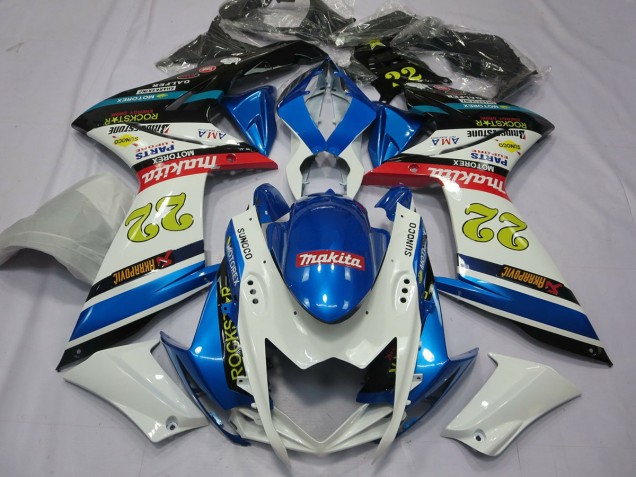 22 Blanc & Bleu 2007-2008 Suzuki GSXR 1000 Carénage Moto 22 Blanc & Bleu 2007-2008 Suzuki GSXR 1000 Carénage Moto