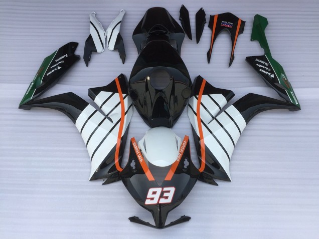93 Baracuda Blanc & Noir 2012-2016 Honda CBR1000RR Carénage Moto 93 Baracuda Blanc & Noir 2012-2016 Honda CBR1000RR Carénage Moto