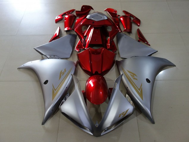 Argent Mat & Rouge Brillant 2009-2011 Yamaha R1 Carénage Moto Argent Mat & Rouge Brillant 2009-2011 Yamaha R1 Carénage Moto