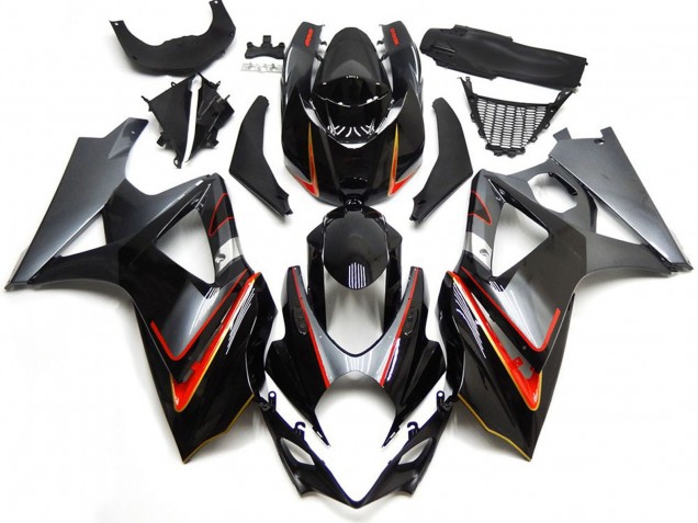 Argent & Noir Avec Rouge 2007-2008 Suzuki GSXR 1000 Carénage Moto Argent & Noir Avec Rouge 2007-2008 Suzuki GSXR 1000 Carénage Moto