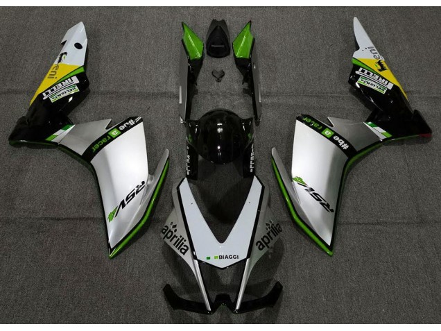 Argent Pirelli & Vert 2010-2015 Aprilia RSV4 1000 Carénage Moto Argent Pirelli & Vert 2010-2015 Aprilia RSV4 1000 Carénage Moto