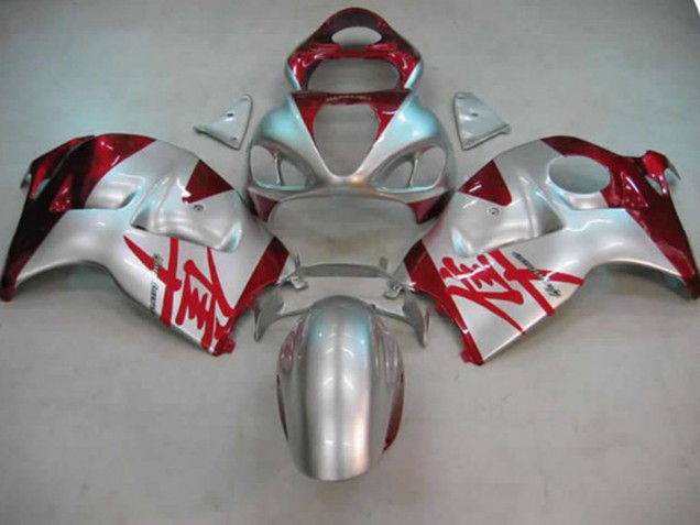 Argent & Rouge 1997-2007 Suzuki GSXR 1300 Carénage Moto Argent & Rouge 1997-2007 Suzuki GSXR 1300 Carénage Moto