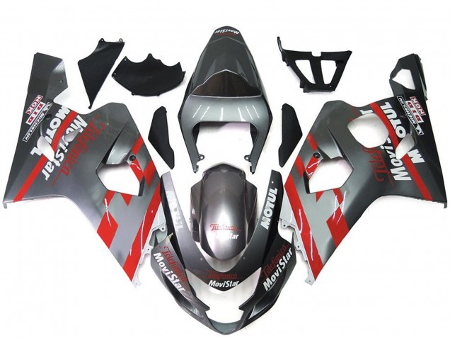 Argent & Rouge Movistar 2004-2005 Suzuki GSXR 600-750 Carénage Moto Argent & Rouge Movistar 2004-2005 Suzuki GSXR 600-750 Carénage Moto