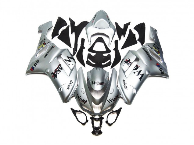 Argent West Brillant 2007-2008 Kawasaki ZX6R Carénage Moto Argent West Brillant 2007-2008 Kawasaki ZX6R Carénage Moto