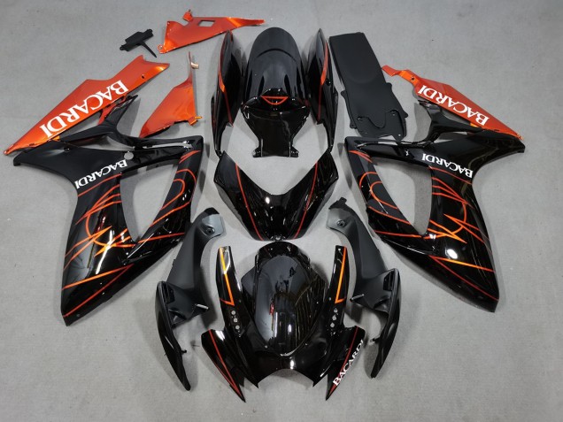 Bacardi Noir & Orange 2006-2007 Suzuki GSXR 600-750 Carénage Moto Bacardi Noir & Orange 2006-2007 Suzuki GSXR 600-750 Carénage Moto