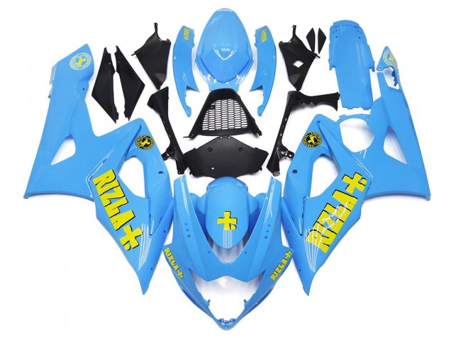 Blanc Bleu Avec Jaune Rizla 2005-2006 Suzuki GSXR 1000 Carénage Moto Blanc Bleu Avec Jaune Rizla 2005-2006 Suzuki GSXR 1000 Carénage Moto