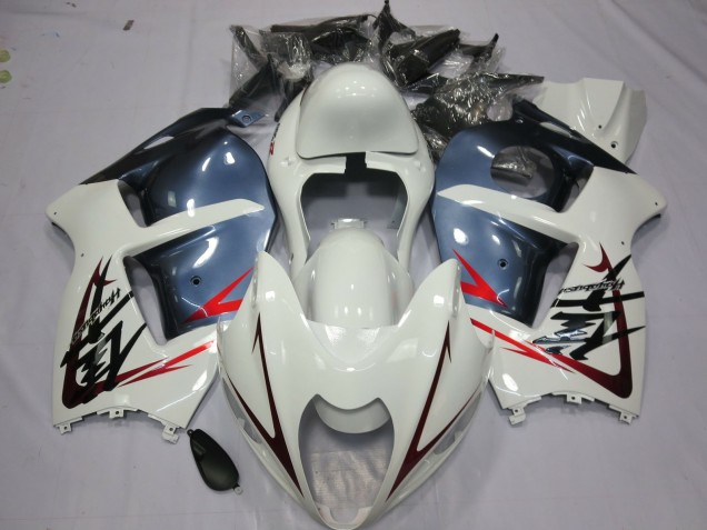 Blanc & Bleu Poussiéreux 1997-2007 Suzuki GSXR 1300 Carénage Moto Blanc & Bleu Poussiéreux 1997-2007 Suzuki GSXR 1300 Carénage Moto