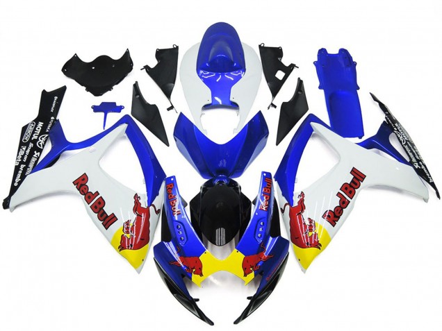 Blanc & Bleu Rouge Taureau Personnalisé 2006-2007 Suzuki GSXR 600-750 Carénage Moto Blanc & Bleu Rouge Taureau Personnalisé 2006-2007 Suzuki GSXR 600-750 Carénage Moto