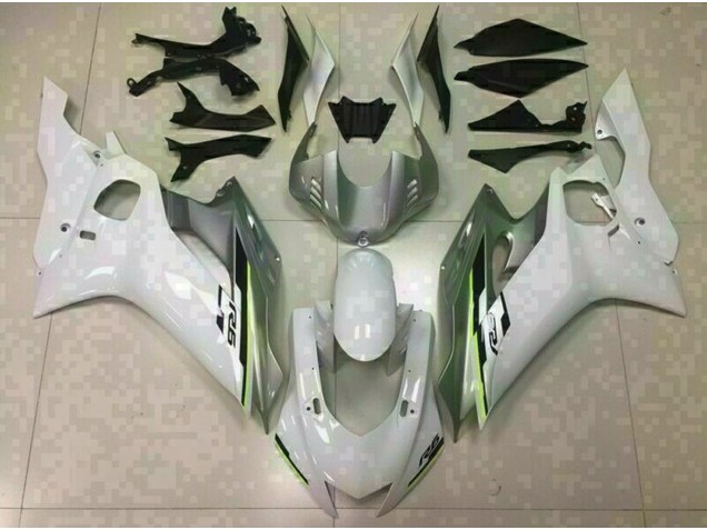 Blanc Brillant & Argent 2017-2021 Yamaha R6 Carénage Moto Blanc Brillant & Argent 2017-2021 Yamaha R6 Carénage Moto