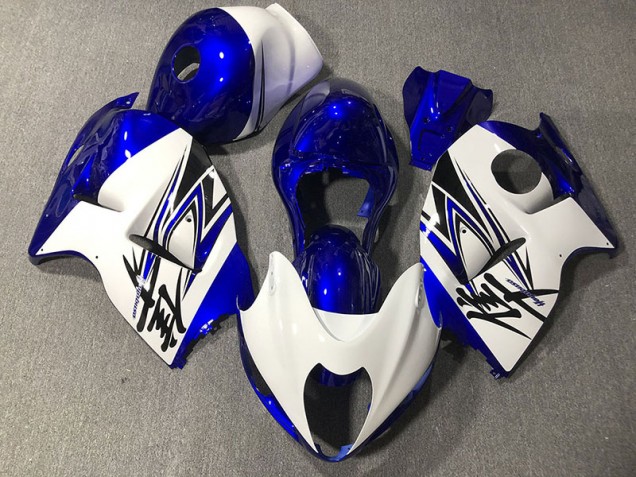 Blanc Brillant & Bleu 1997-2007 Suzuki GSXR 1300 Carénage Moto Blanc Brillant & Bleu 1997-2007 Suzuki GSXR 1300 Carénage Moto