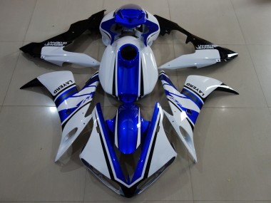 Blanc Brillant & Bleu 2004-2006 Yamaha R1 Carénage Moto