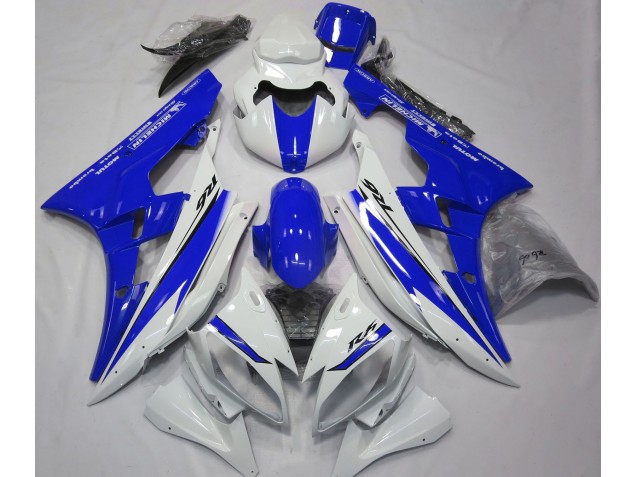 Blanc Brillant & Bleu 2006-2007 Yamaha R6 Carénage Moto Blanc Brillant & Bleu 2006-2007 Yamaha R6 Carénage Moto