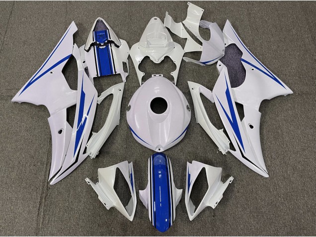 Blanc Brillant & Bleu 2008-2016 Yamaha R6 Carénage Moto