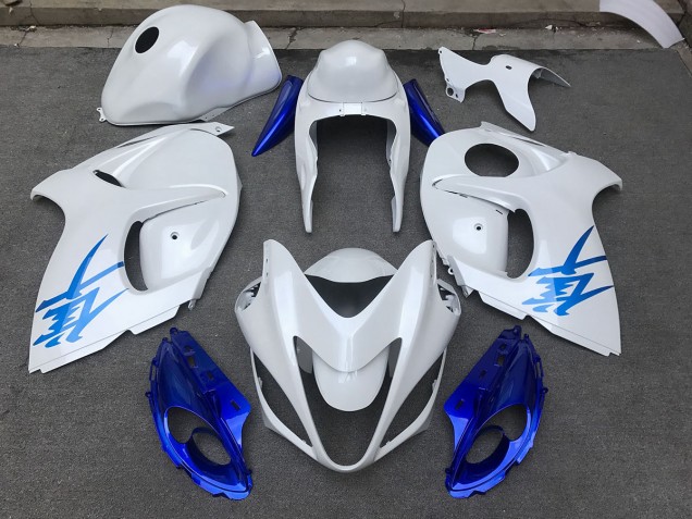 Blanc Brillant & Bleu 2008-2020 Suzuki GSXR 1300 Carénage Moto Blanc Brillant & Bleu 2008-2020 Suzuki GSXR 1300 Carénage Moto