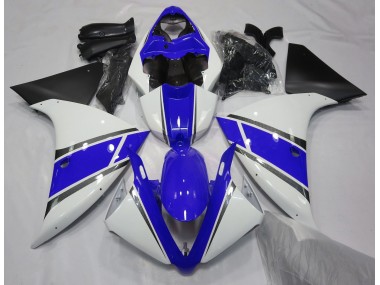 Blanc Brillant & Bleu 2009-2011 Yamaha R1 Carénage Moto