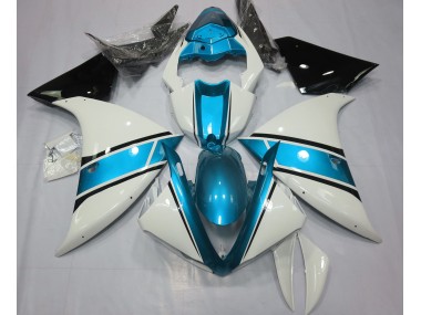 Blanc Brillant & Bleu Clair 2009-2011 Yamaha R1 Carénage Moto