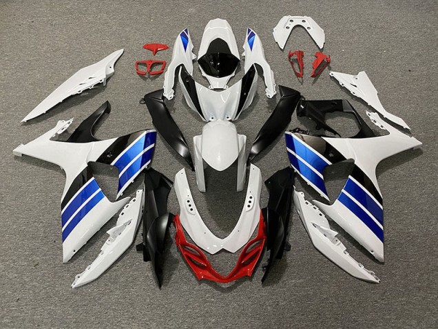 Blanc Brillant Bleu Noir & Rouge 2009-2016 Suzuki GSXR 1000 Carénage Moto Blanc Brillant Bleu Noir & Rouge 2009-2016 Suzuki GSXR 1000 Carénage Moto