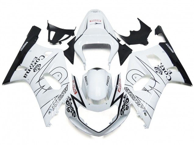Blanc Brillant Corona & Noir 2001-2003 Suzuki GSXR 600-750 Carénage Moto Blanc Brillant Corona & Noir 2001-2003 Suzuki GSXR 600-750 Carénage Moto
