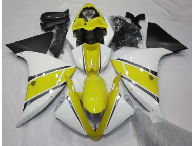 Blanc Brillant & Jaune 2009-2011 Yamaha R1 Carénage Moto