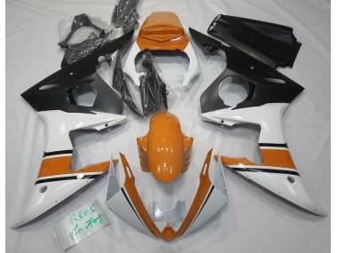 Blanc Brillant & Orange 2003-2004 Yamaha R6 Carénage Moto