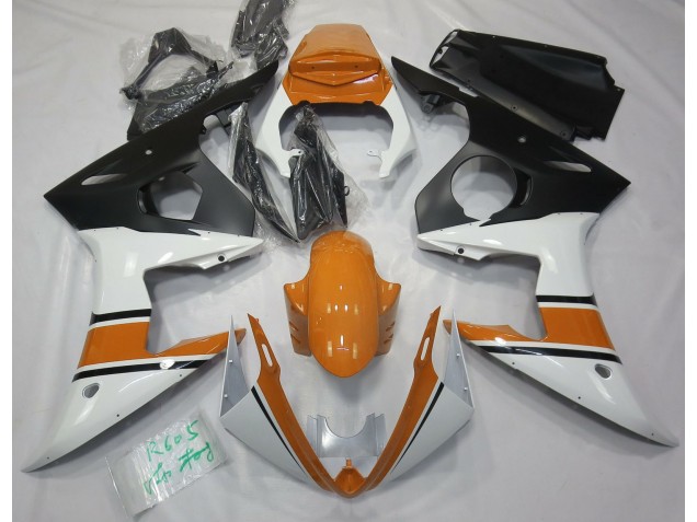 Blanc Brillant & Orange 2003-2004 Yamaha R6 Carénage Moto Blanc Brillant & Orange 2003-2004 Yamaha R6 Carénage Moto