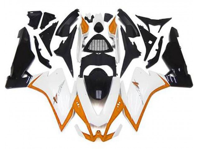 Blanc Brillant & Orange 2010-2015 Aprilia RSV4 1000 Carénage Moto Blanc Brillant & Orange 2010-2015 Aprilia RSV4 1000 Carénage Moto