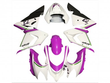Blanc Brillant & Rose 2004-2005 Kawasaki ZX10R Carénage Moto