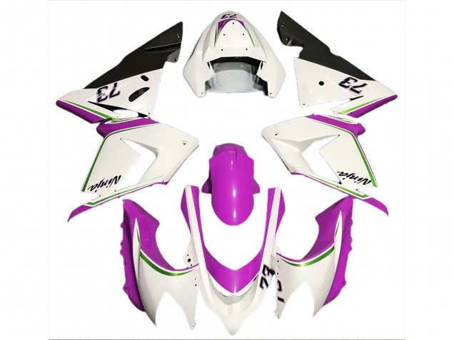 Blanc Brillant & Rose 2004-2005 Kawasaki ZX10R Carénage Moto Blanc Brillant & Rose 2004-2005 Kawasaki ZX10R Carénage Moto