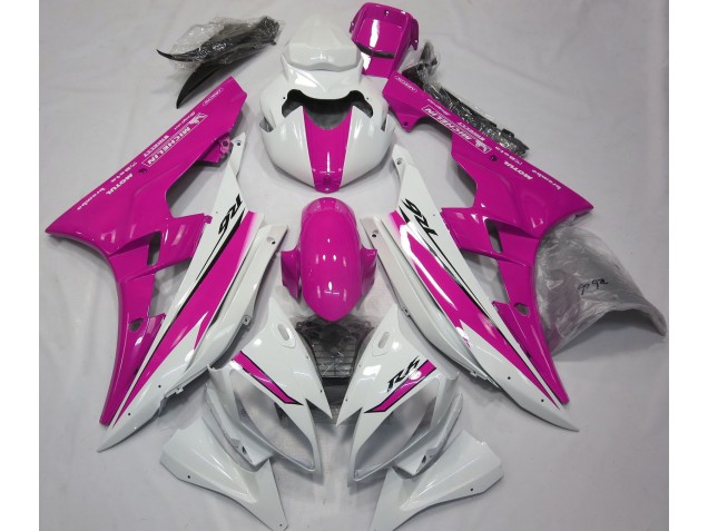 Blanc Brillant & Rose 2006-2007 Yamaha R6 Carénage Moto Blanc Brillant & Rose 2006-2007 Yamaha R6 Carénage Moto