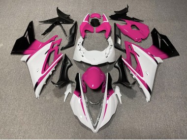 Blanc Brillant & Rose 2013-2016 Triumph Daytona 675 Carénage Moto