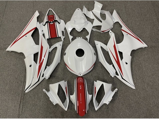 Blanc Brillant & Rouge 2008-2016 Yamaha R6 Carénage Moto