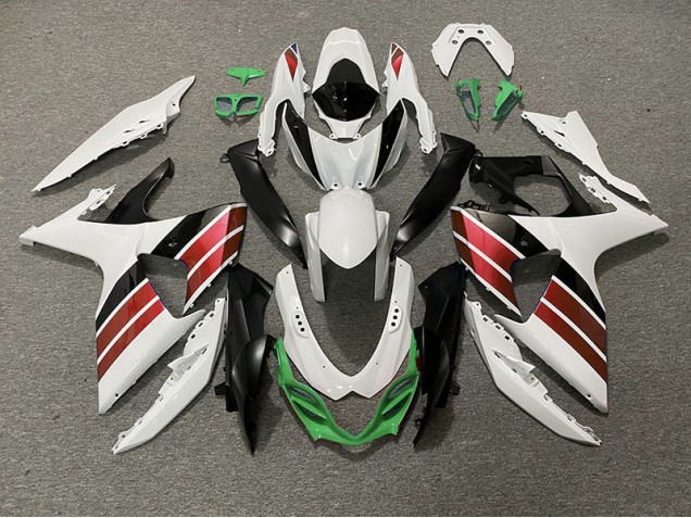 Blanc Brillant Rouge Noir & Vert 2009-2016 Suzuki GSXR 1000 Carénage Moto Blanc Brillant Rouge Noir & Vert 2009-2016 Suzuki GSXR 1000 Carénage Moto
