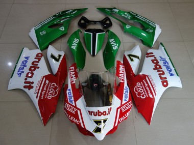 Blanc Brillant / Rouge / Vert 2011-2014 Ducati 1199 Carénage Moto