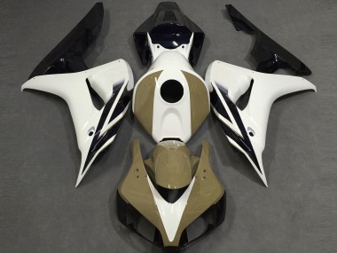 Blanc Brillant Tan Noir 2006-2007 Honda CBR1000RR Carénage Moto