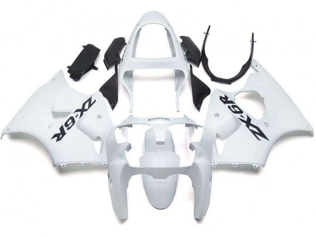 Blanc Brillant Uni Avec Logo 2000-2002 Kawasaki ZX6R Carénage Moto Blanc Brillant Uni Avec Logo 2000-2002 Kawasaki ZX6R Carénage Moto