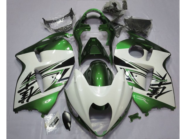 Blanc Brillant & Vert 1997-2007 Suzuki GSXR 1300 Carénage Moto Blanc Brillant & Vert 1997-2007 Suzuki GSXR 1300 Carénage Moto