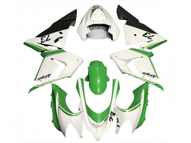 Blanc Brillant & Vert 2004-2005 Kawasaki ZX10R Carénage Moto Blanc Brillant & Vert 2004-2005 Kawasaki ZX10R Carénage Moto