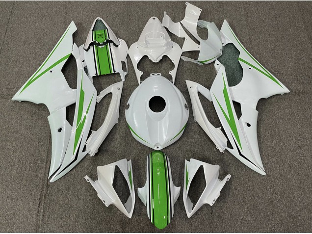 Blanc Brillant & Vert 2008-2016 Yamaha R6 Carénage Moto Blanc Brillant & Vert 2008-2016 Yamaha R6 Carénage Moto