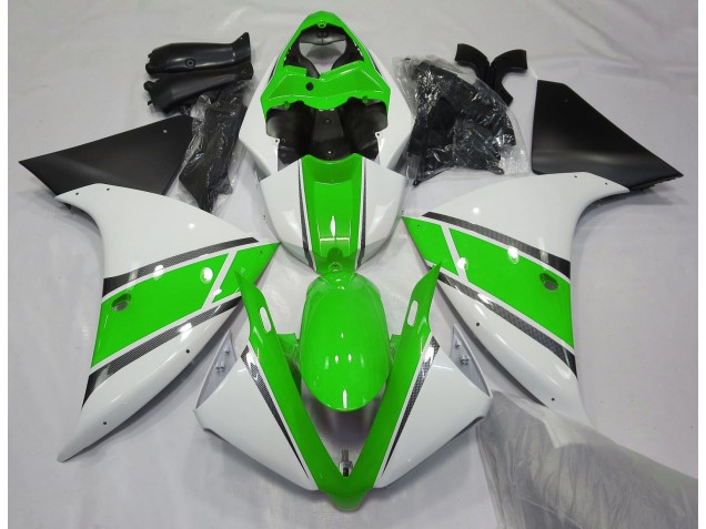 Blanc Brillant & Vert 2009-2011 Yamaha R1 Carénage Moto Blanc Brillant & Vert 2009-2011 Yamaha R1 Carénage Moto