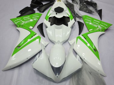 Blanc Brillant & Vert 2012-2014 Yamaha R1 Carénage Moto