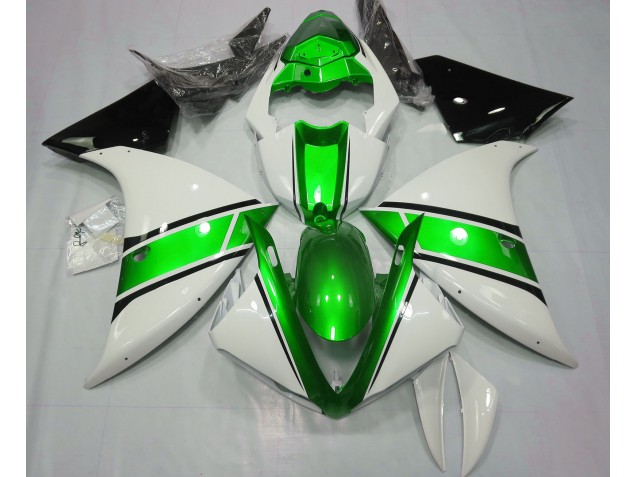 Blanc Brillant & Vert Métallisé 2009-2011 Yamaha R1 Carénage Moto Blanc Brillant & Vert Métallisé 2009-2011 Yamaha R1 Carénage Moto