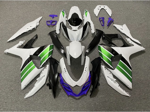 Blanc Brillant Vert Noir & Violet 2009-2016 Suzuki GSXR 1000 Carénage Moto Blanc Brillant Vert Noir & Violet 2009-2016 Suzuki GSXR 1000 Carénage Moto