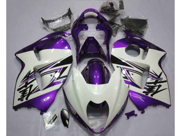 Blanc Brillant & Violet 1997-2007 Suzuki GSXR 1300 Carénage Moto Blanc Brillant & Violet 1997-2007 Suzuki GSXR 1300 Carénage Moto