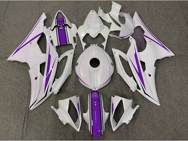 Blanc Brillant & Violet 2008-2016 Yamaha R6 Carénage Moto