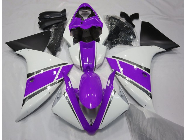 Blanc Brillant & Violet 2009-2011 Yamaha R1 Carénage Moto Blanc Brillant & Violet 2009-2011 Yamaha R1 Carénage Moto