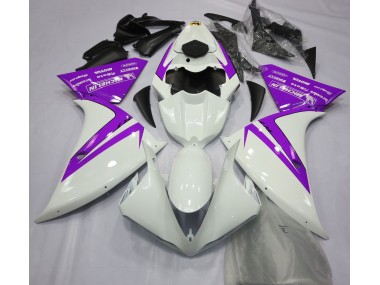 Blanc Brillant & Violet 2012-2014 Yamaha R1 Carénage Moto
