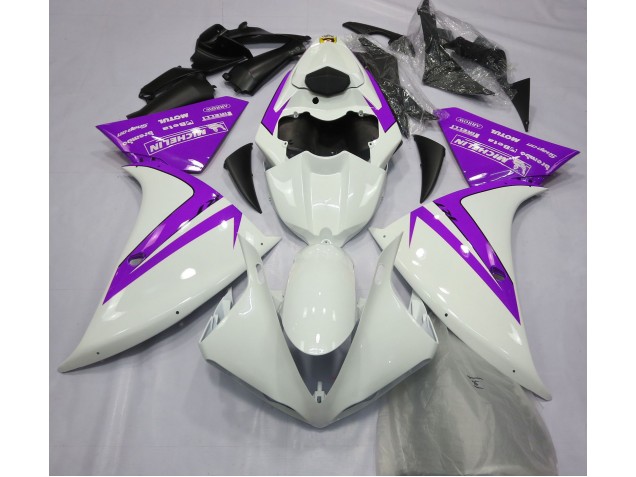 Blanc Brillant & Violet 2012-2014 Yamaha R1 Carénage Moto