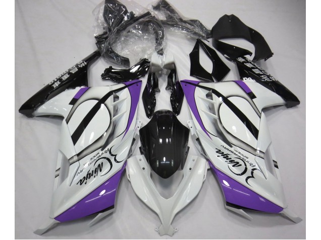 Blanc Brillant & Violet 2013-2018 Kawasaki Ninja 300 Carénage Moto Blanc Brillant & Violet 2013-2018 Kawasaki Ninja 300 Carénage Moto