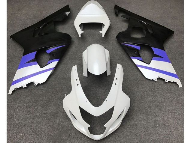 Blanc Mat & Bleu 2004-2005 Suzuki GSXR 600-750 Carénage Moto Blanc Mat & Bleu 2004-2005 Suzuki GSXR 600-750 Carénage Moto