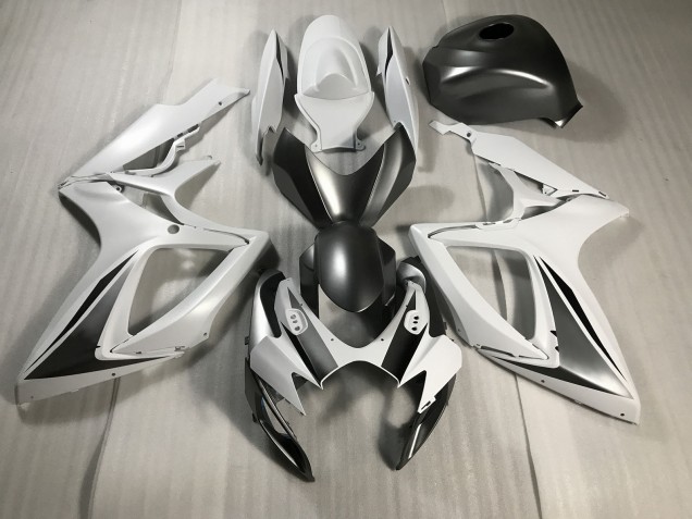 Blanc Mat & Gris 2006-2007 Suzuki GSXR 600-750 Carénage Moto Blanc Mat & Gris 2006-2007 Suzuki GSXR 600-750 Carénage Moto